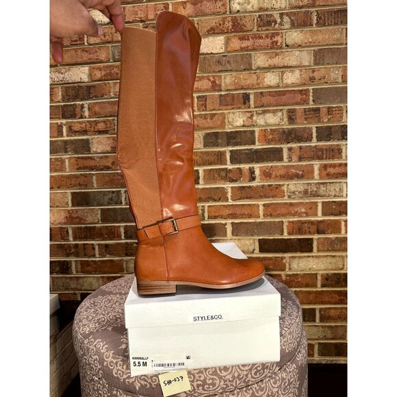 Style & Co. Women's Kimmball Over-The-Knee Boots Buckle Tan Size 5.5 M - Picture 4 of 4